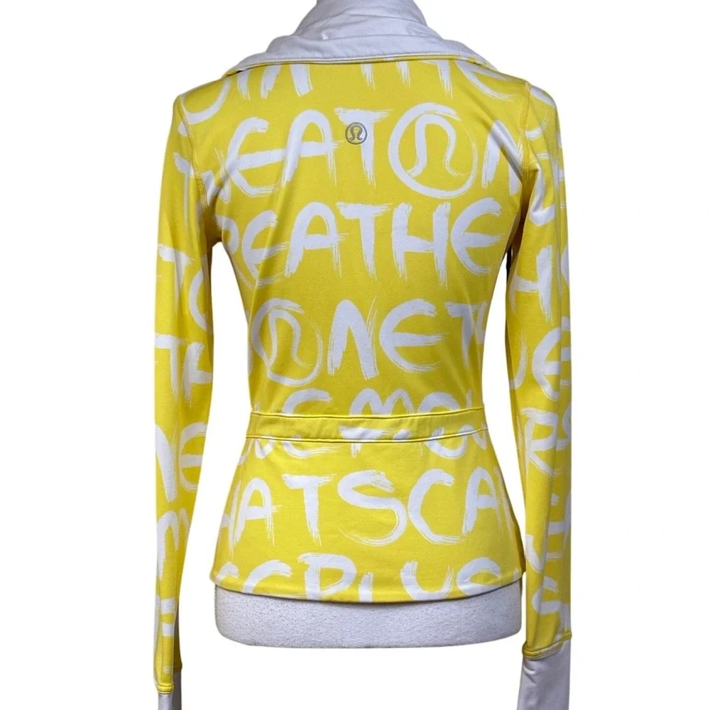 Lululemon Victory Manifesto Jacket Vintage Y2K Yellow Logo Print Full Zip Hoodie